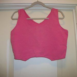 GREEK TURKISH  STYLED PINK COTTON CROP TANK TOP M